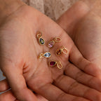 Garnet Teardrop Charm Silver 18K Gold Plated