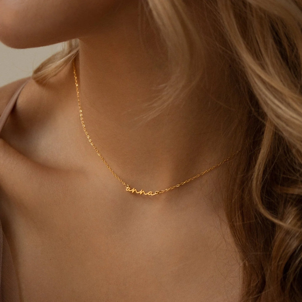 Tiny Summer Name Necklace Silver 18K Gold Plated
