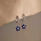 Sapphire Blossom Drop Huggies Silver 18K Gold Plated