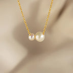 Dainty Duo Pearl Necklace Silver 18K Gold Plated