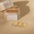 Duo Marquise Birthstone Ring Silver 18K Gold Plated