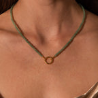 Beaded Jade Charm Necklace Silver 18K Gold Plated