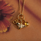 Diamond Honeybee Charm Silver 18K Gold Plated