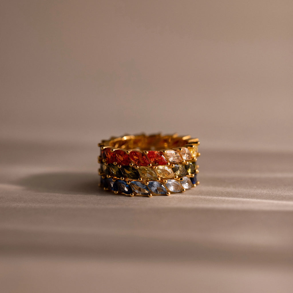 Marquise Ombre Ring Silver 18K Gold Plated