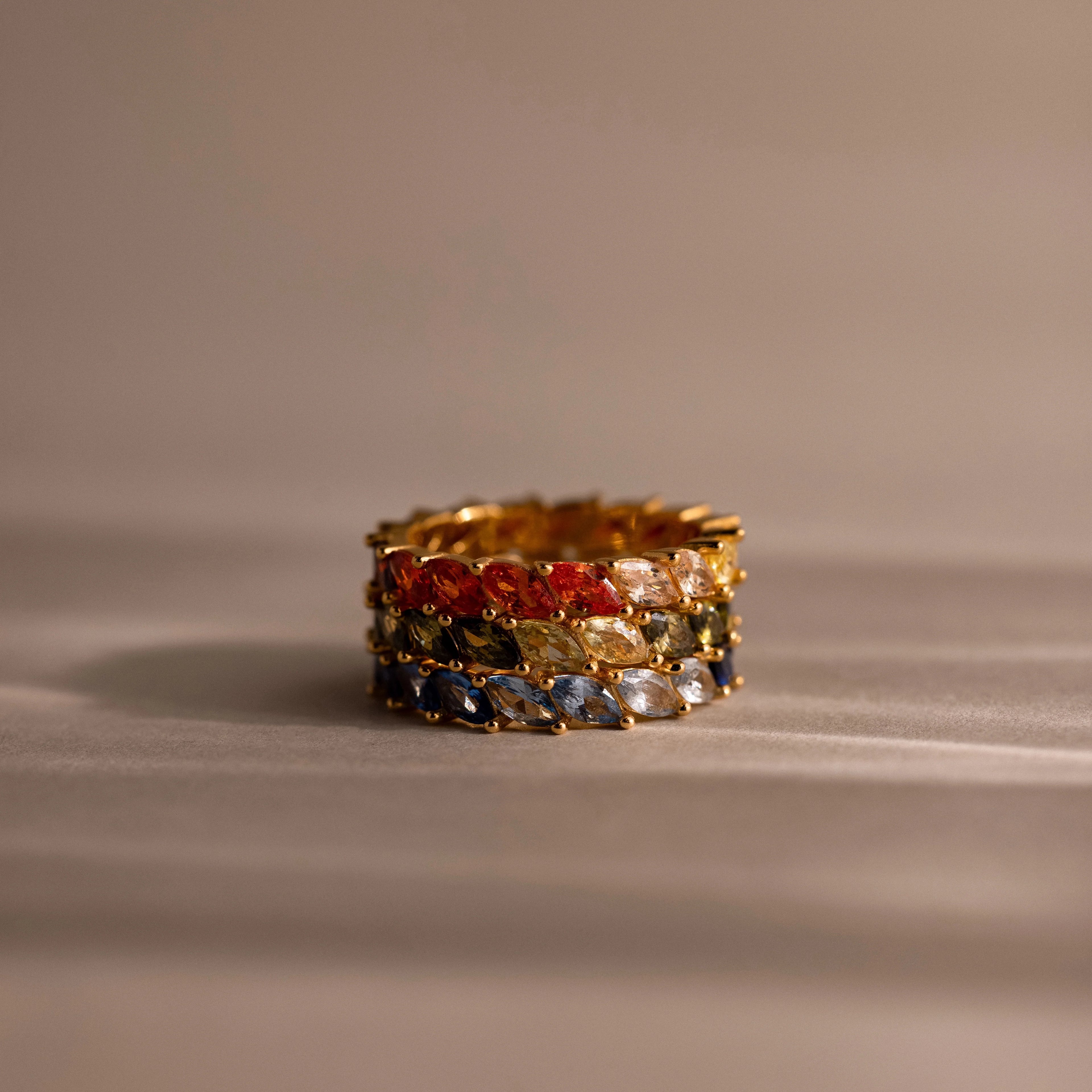 Marquise Ombre Ring Silver 18K Gold Plated
