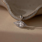 Diamond Pave Evil Eye Charm Silver 18K Gold Plated