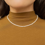 Pearl Choker Necklace Silver 18K Gold Plated