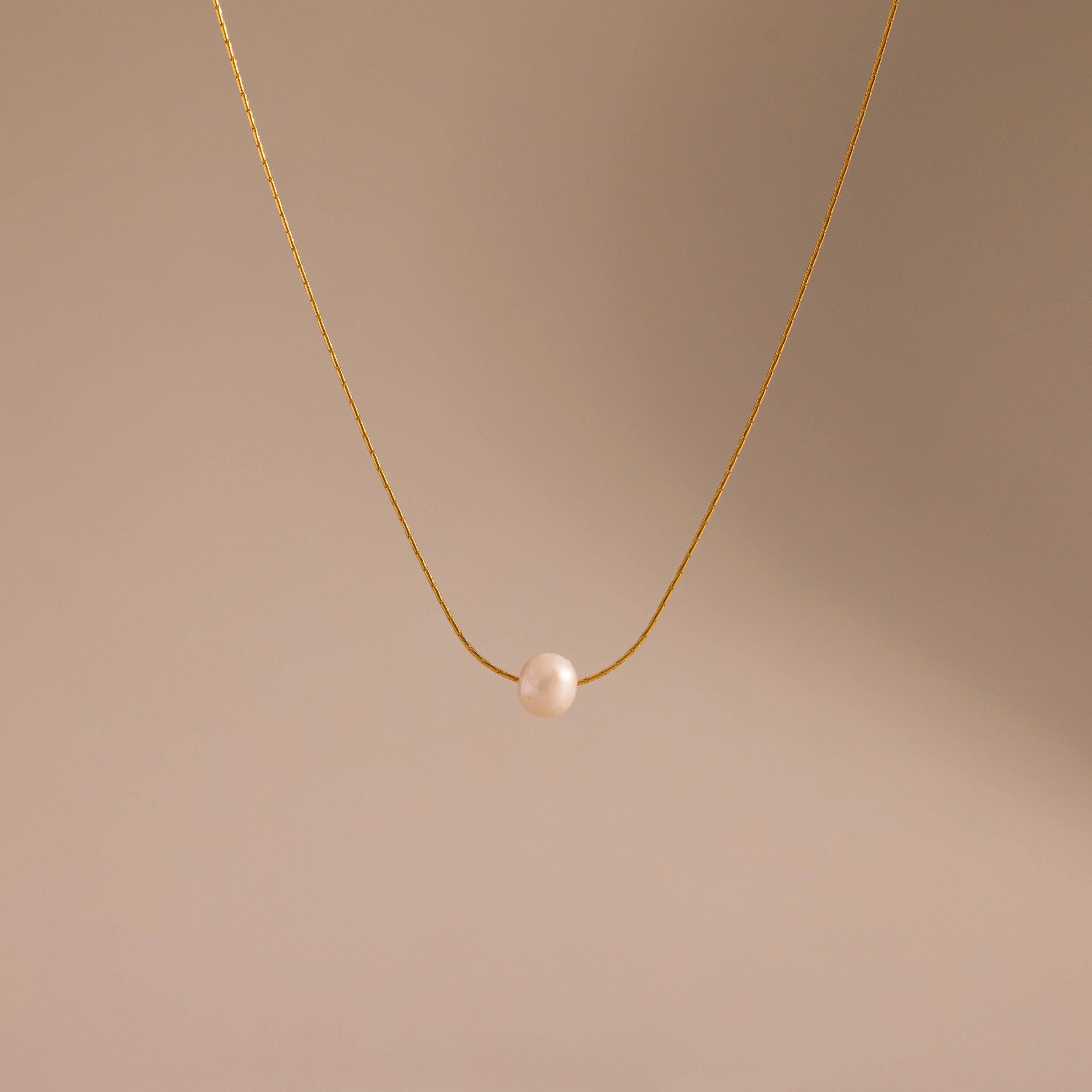 Tiny Pearl Dot Necklace Silver 18K Gold Plated