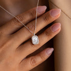 Pave Gemstone Initial Necklace  Silver 18K Gold Plated