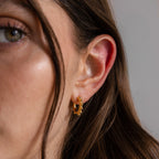Beaded Hoops Silver 18K Gold Plated