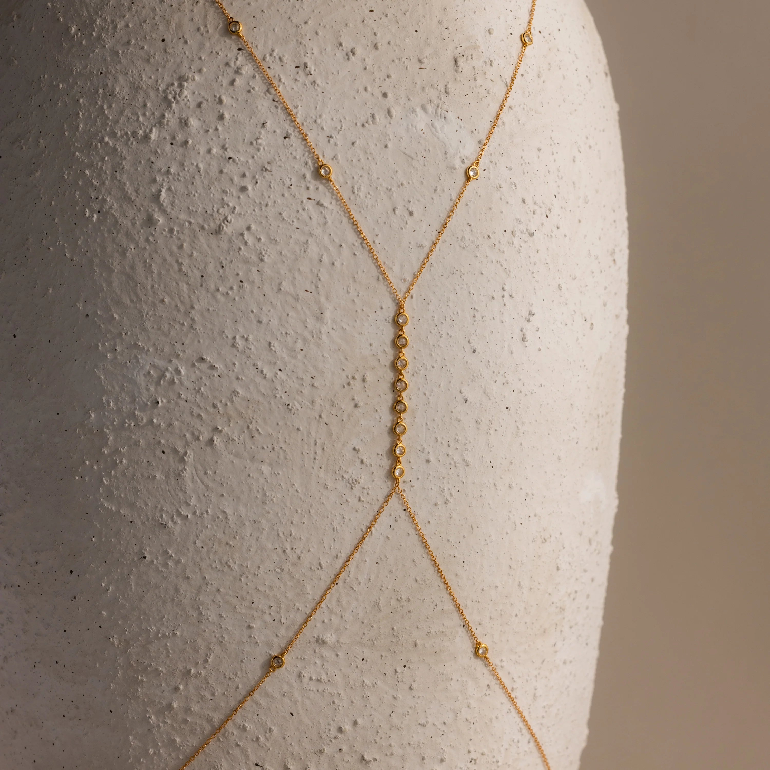 Sprinkle Diamond Body Chain Silver 18K Gold Plated