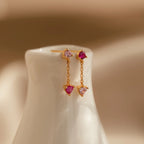 Mixed Pink Drop Earrings Silver 18K Gold Plated