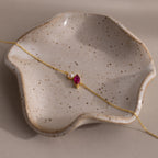 Marquise Ruby & Pearl Bracelet Silver 18K Gold Plated