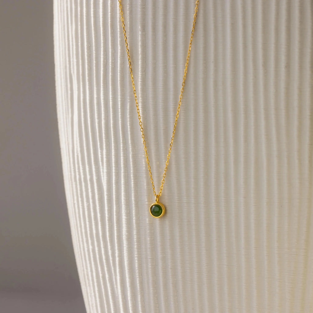 Jade Charm Necklace Silver 18K Gold Plated
