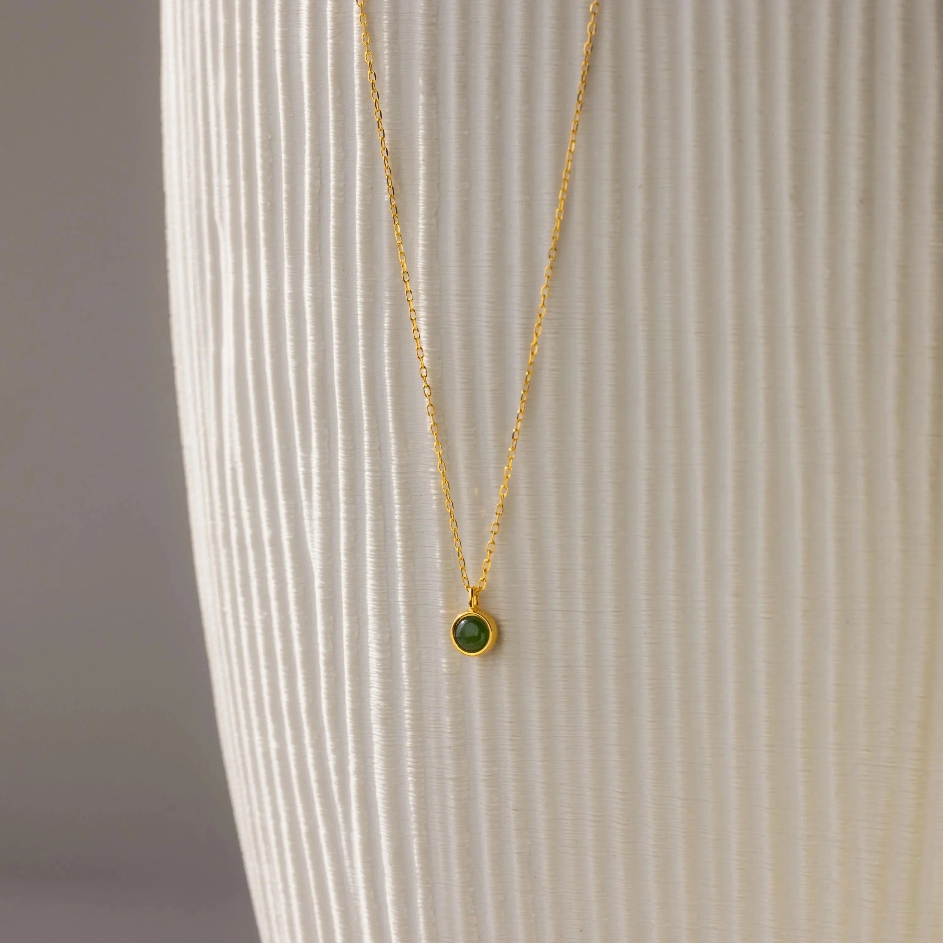 Jade Charm Necklace Silver 18K Gold Plated