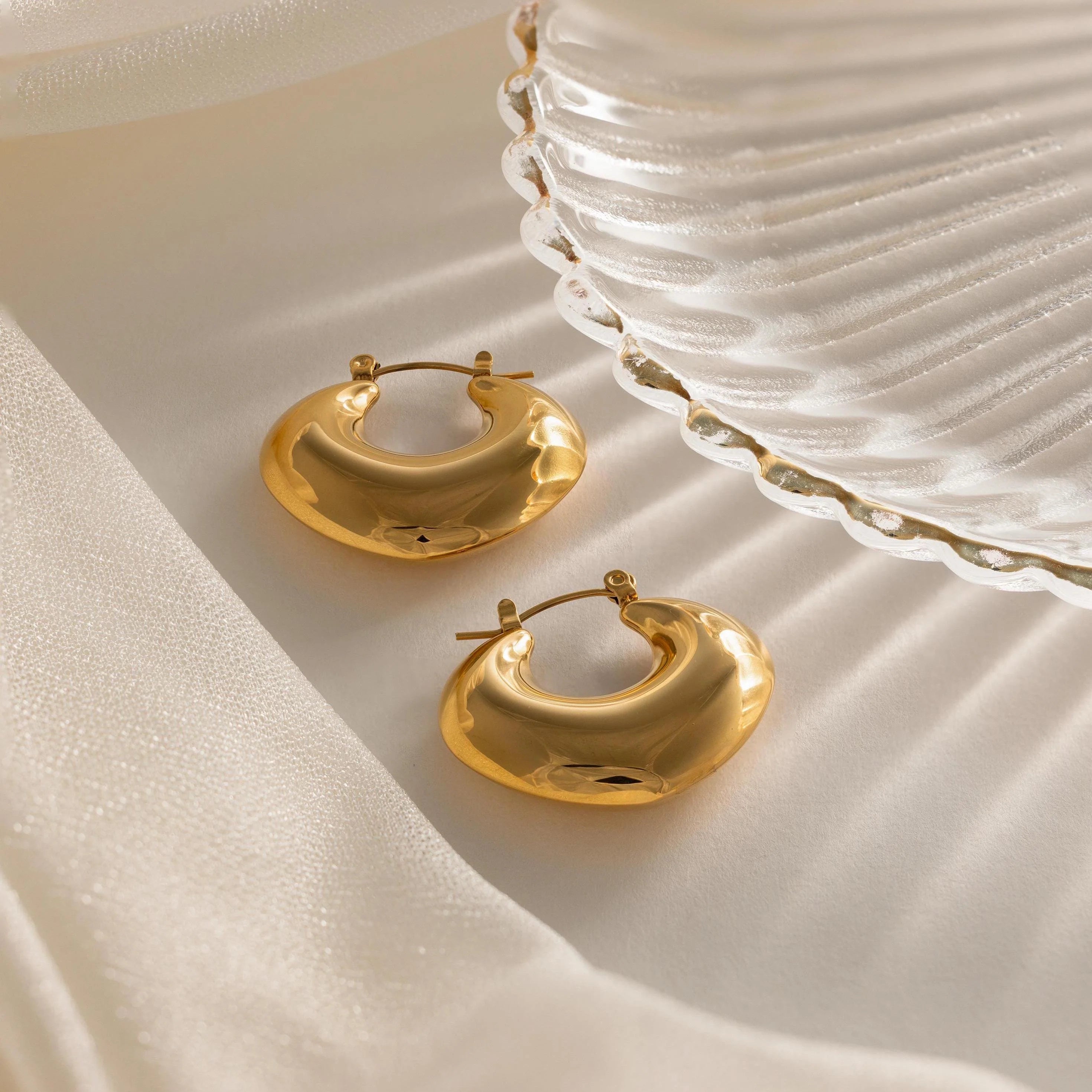 Chunky Geo Hoops Silver 18K Gold Plated