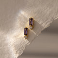 Diamond Baguette-Cut  Amethyst Drop Studs Silver 18K Gold Plated