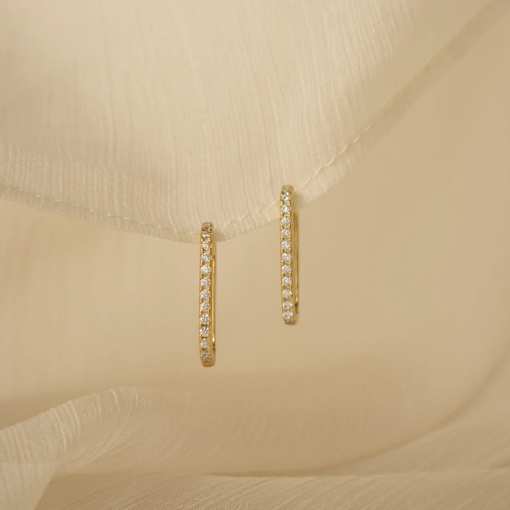 Pave Cable Link Earrings Silver 18K Gold Plated