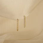 Pave Cable Link Earrings Silver 18K Gold Plated