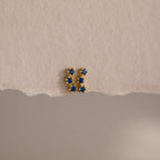 Sapphire Cluster Flat Back Studs Silver 18K Gold Plated