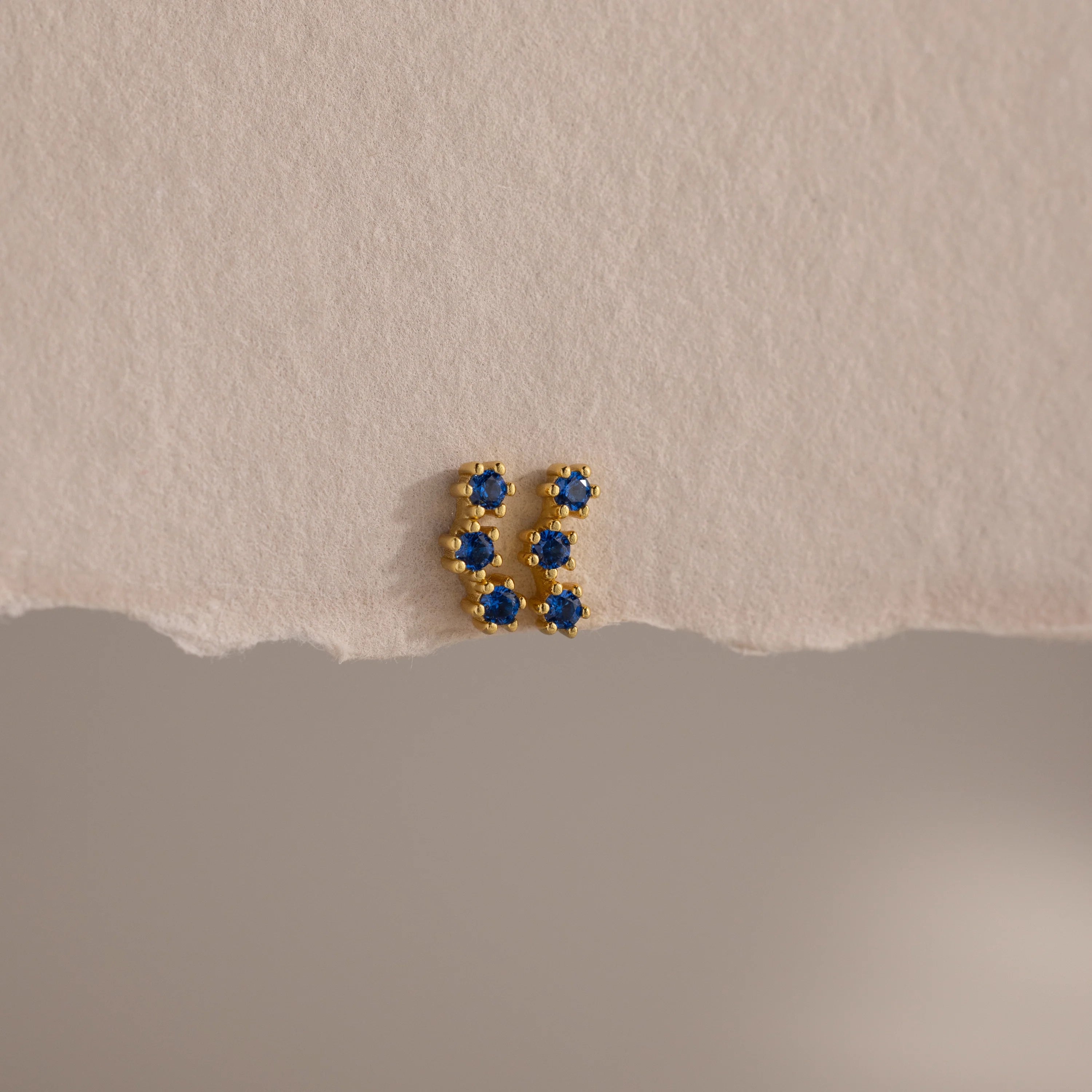 Sapphire Cluster Flat Back Studs Silver 18K Gold Plated