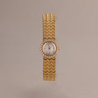 Diamonds Pave Scalloped Timepiece Silver 18K Gold Plated