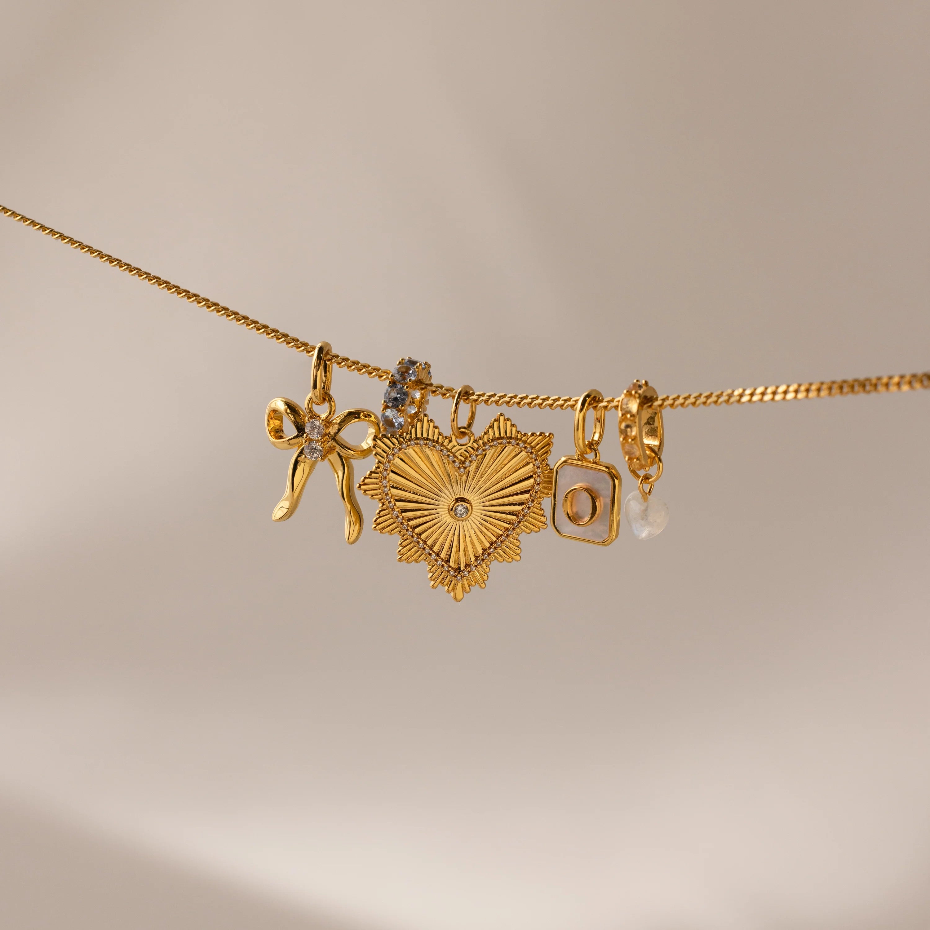 Diamond Heart Charm Silver 18K Gold Plated