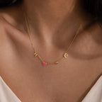 Dainty Space Charm Necklace Silver 18K Gold Plated