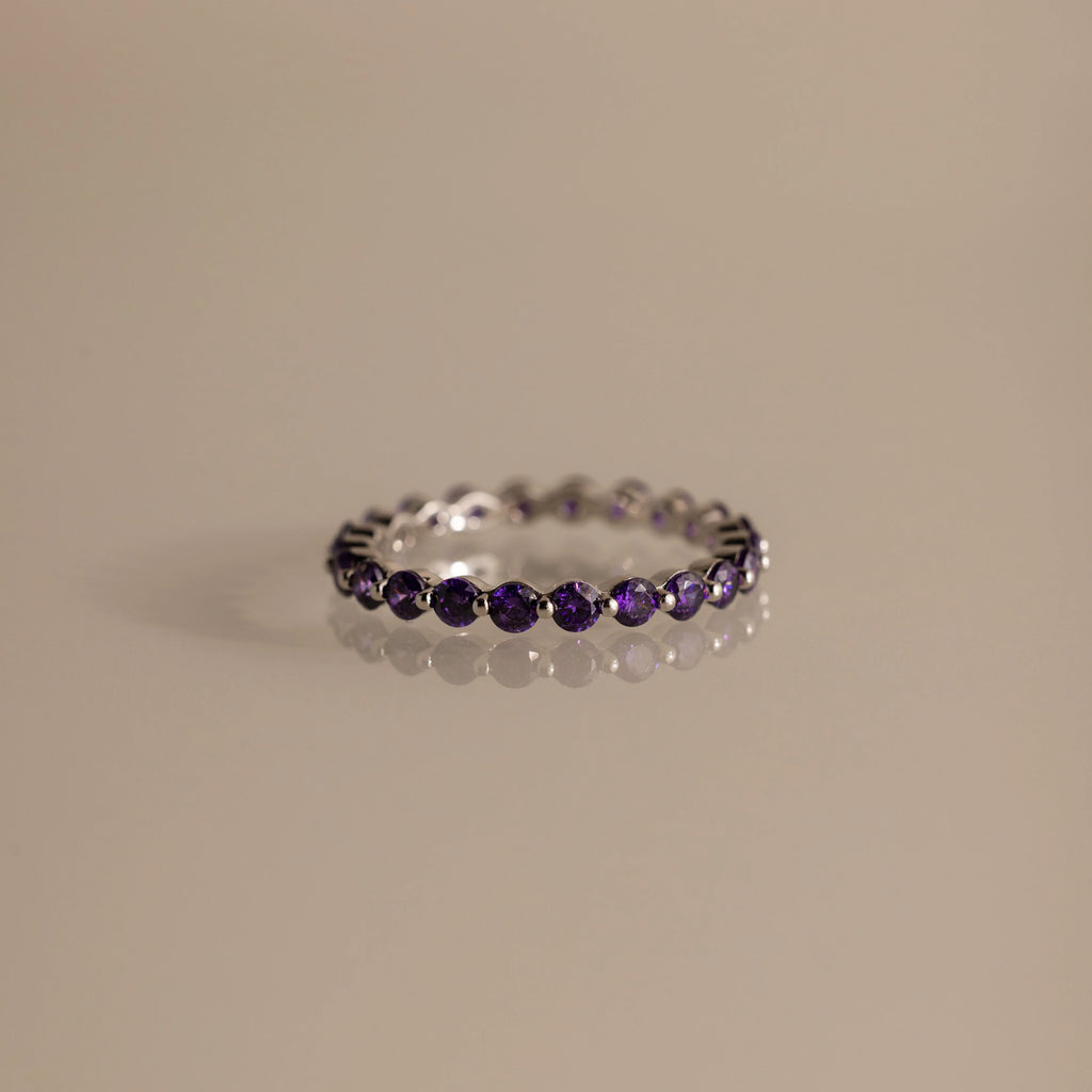 Lace Eternity Amethyst Ring Silver 18K Gold Plated