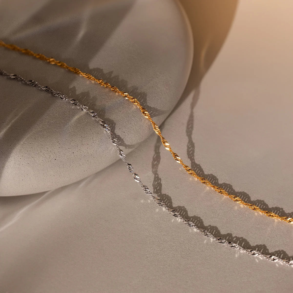 Singapore Twist Necklace Silver 18K Gold Plated