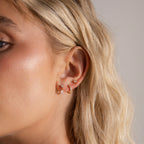 Diamond Heart Drop Flatback Studs Silver 18K Gold Plated