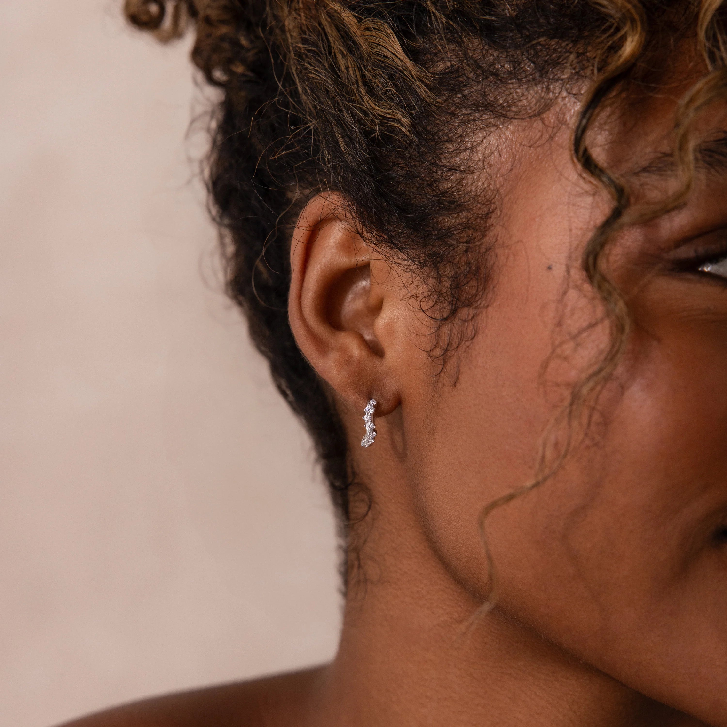 Diamond Cluster Hoops Silver 18K Gold Plated