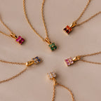Ombre Blue Zircon Flower Necklace Silver 18K Gold Plated