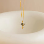 Labradorite & Moonstone Drop Necklace Silver 18K Gold Plated