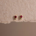 Diamond Tiny Duo Ruby Flatback Studs Silver 18K Gold Plated