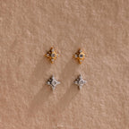 Starburst Flat Back Studs Silver 18K Gold Plated