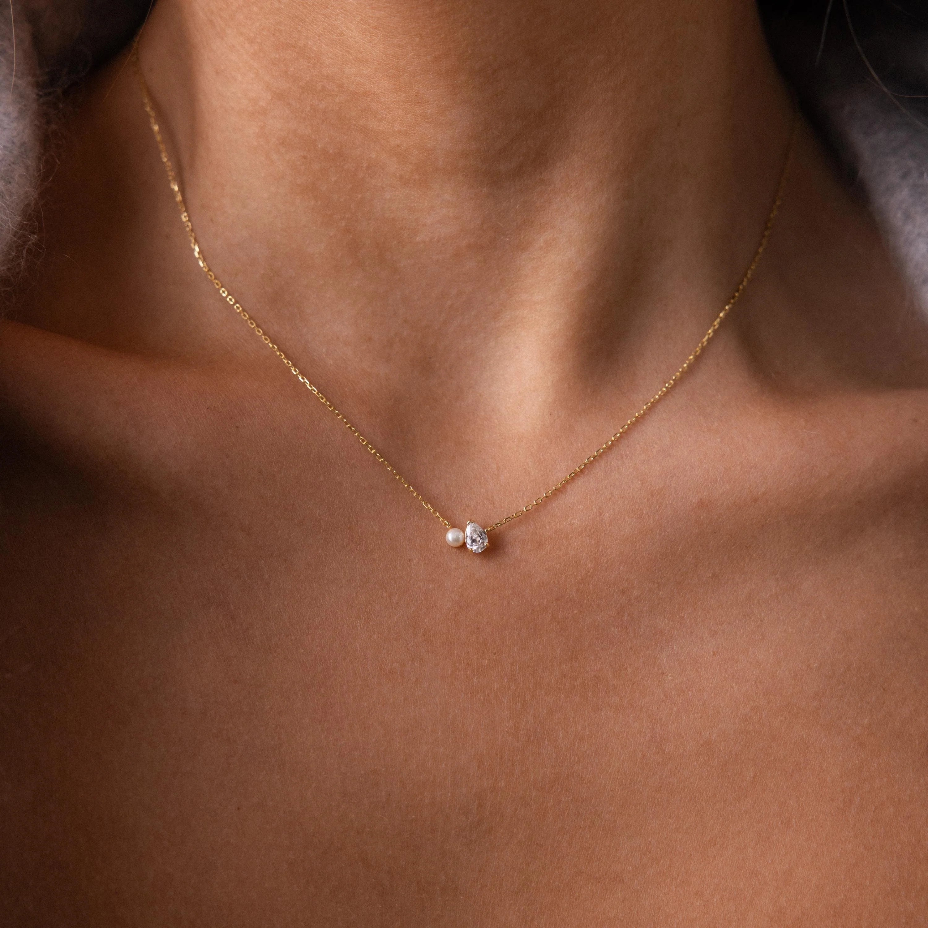 Teardrop Alexandrite & Pearl Necklace Silver 18K Gold Plated