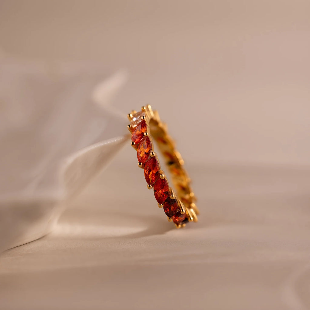 Garnet Marquise Ombre Ring Silver 18K Gold Plated