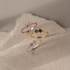 Toi et Moi Princess Birthstone Ring Silver 18K Gold Plated