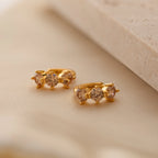 Triple Topaz Huggies Silver 18K Gold Plated
