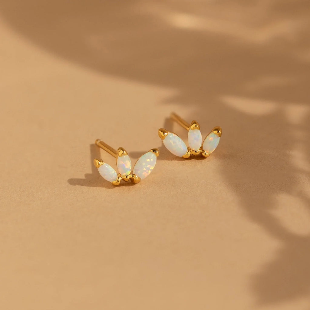 Opal Marquise Studs Silver 18K Gold Plated