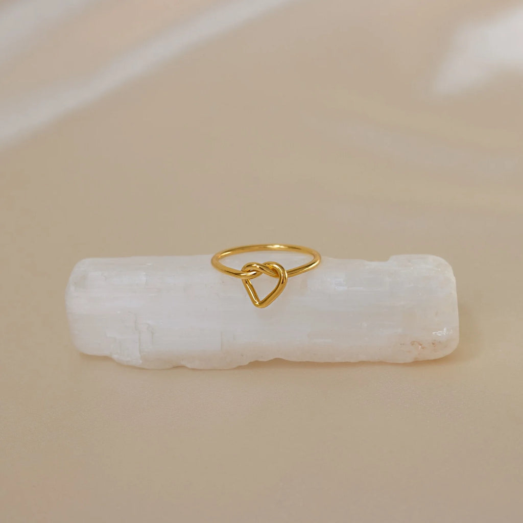 Love Heart Knot Ring Silver 18K Gold Plated