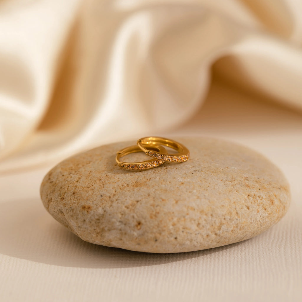 Vera Pave Topaz Huggies Silver 18K Gold Plated