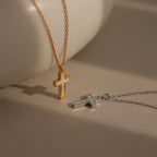 Opal Cross Necklace Silver 18K Gold Plated