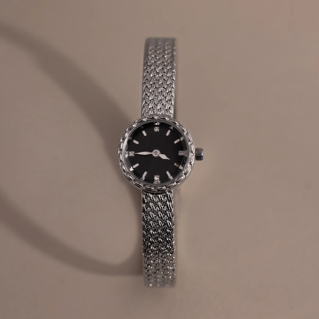 Round Braided Timepiece Silver 18K Gold Plated