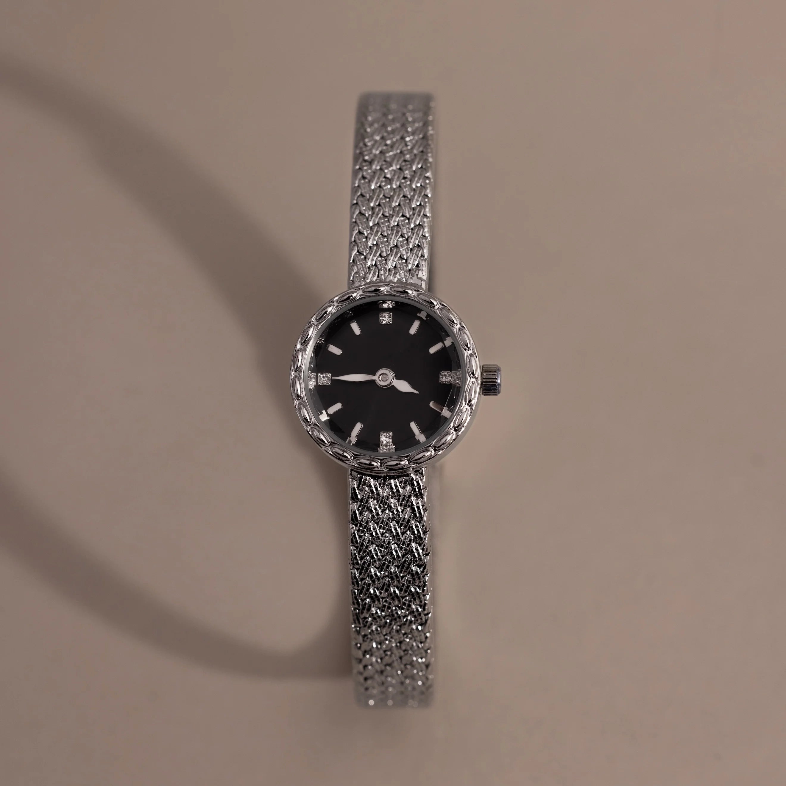 Round Braided Timepiece Silver 18K Gold Plated