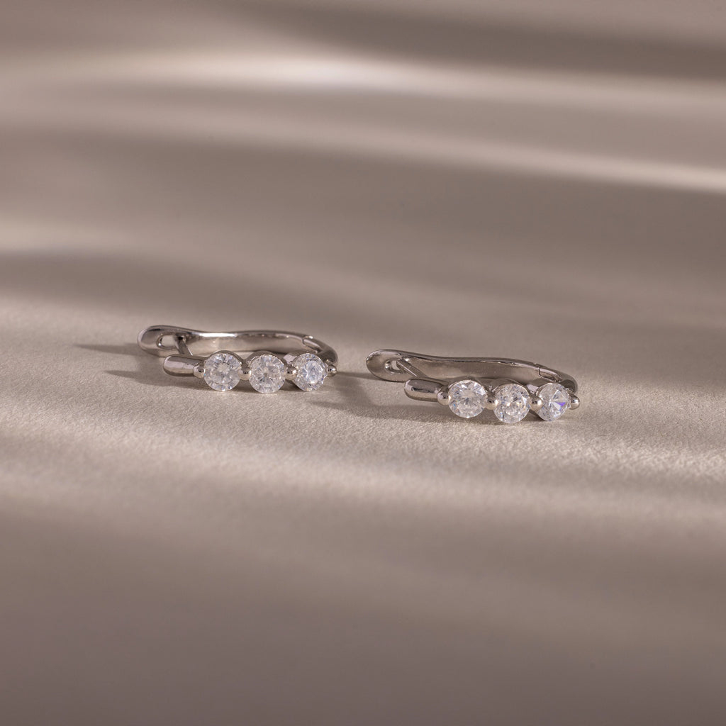 Lace Diamond Hoops Silver 18K Gold Plated