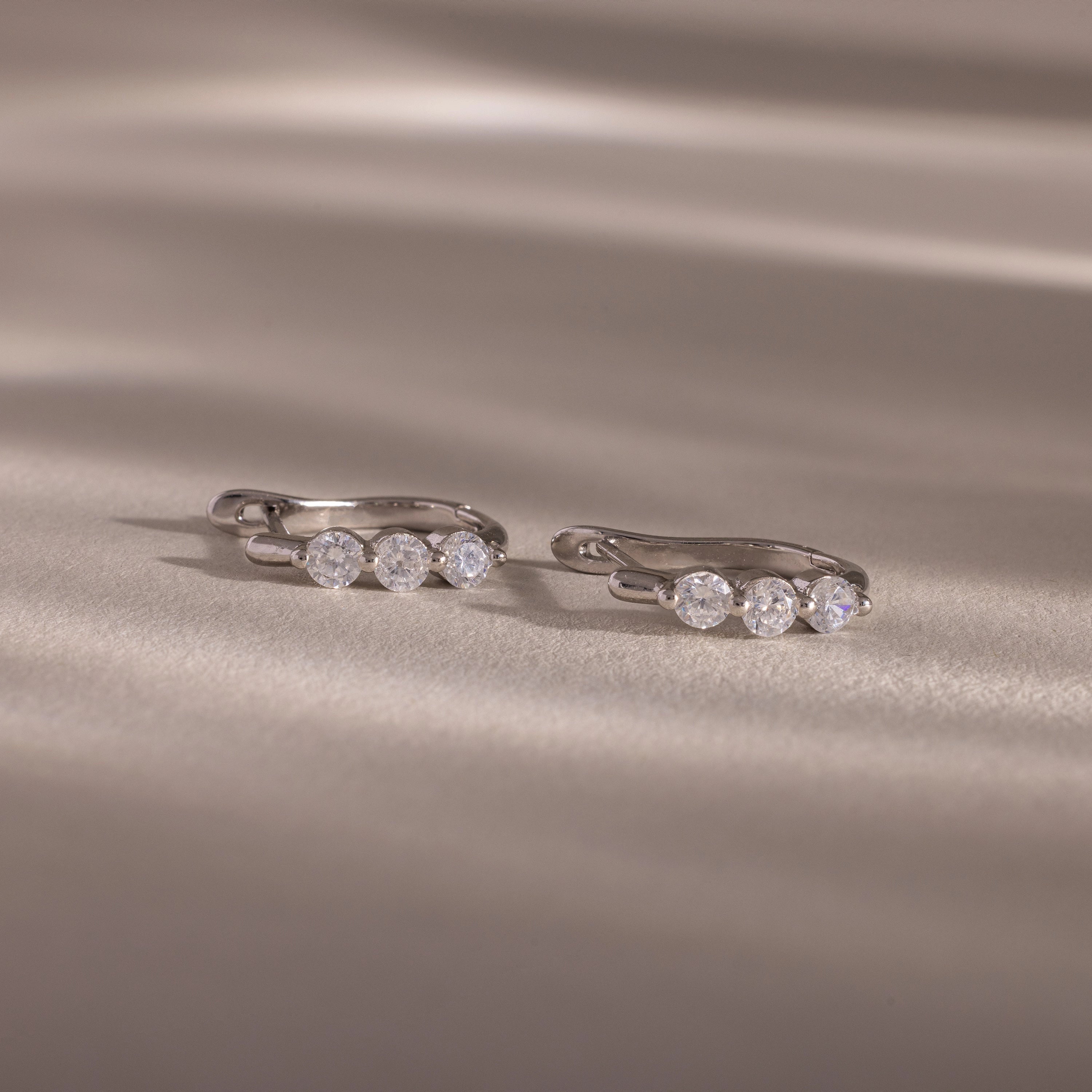 Lace Diamond Hoops Silver 18K Gold Plated