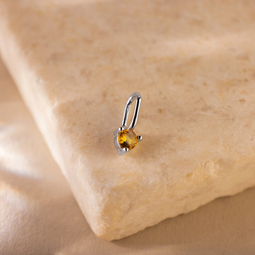 Dainty Topaz Charm Silver 18K Gold Plated
