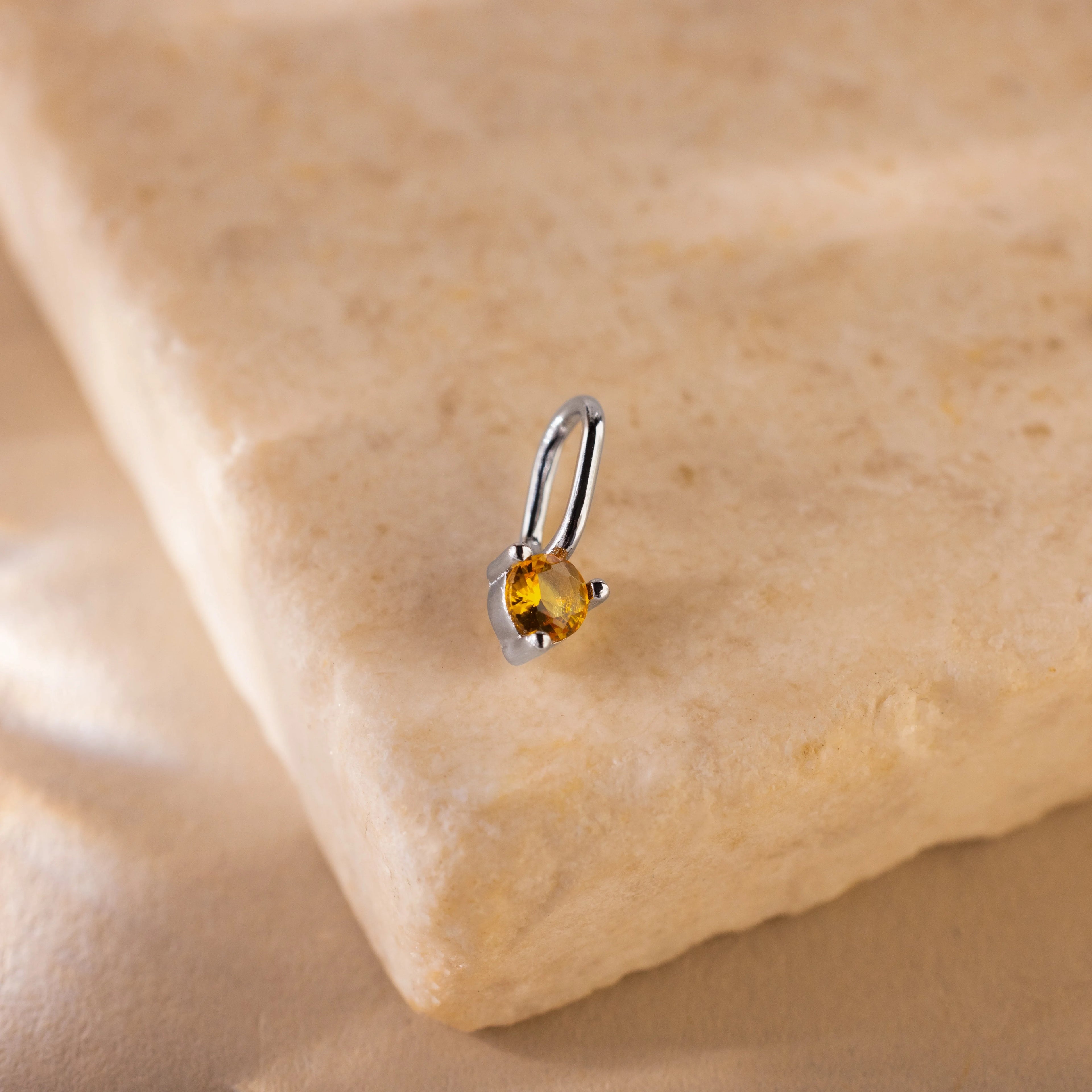 Dainty Topaz Charm Silver 18K Gold Plated